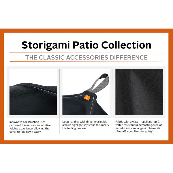 58" Storigami Easy Fold BBQ Grill Cover, Charcoal Black, Medium - Image 6